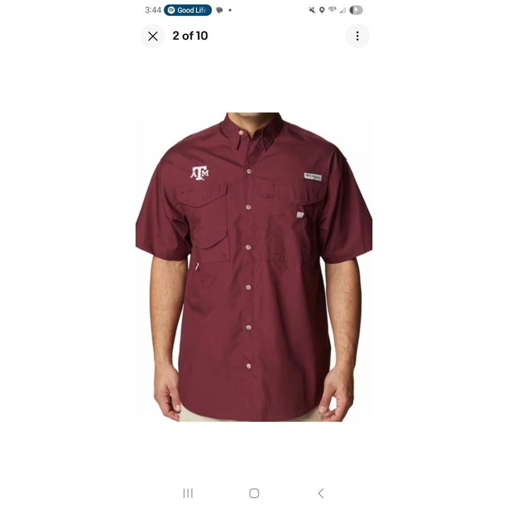 Texas A&M Columbia PFG Bonehead Short Sleeve Button Shirt Vented XL Maroon EUC